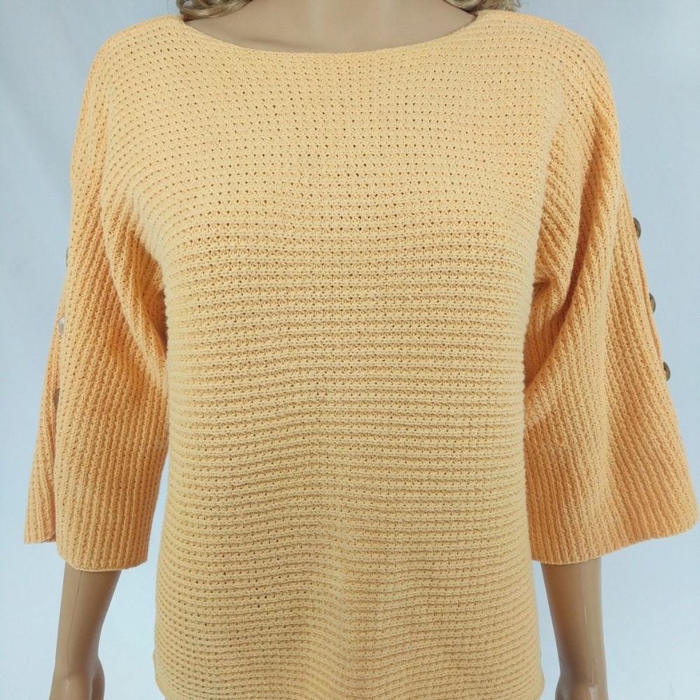 J Jill Medium 3/4 Sleeve Orange Sweater Knit